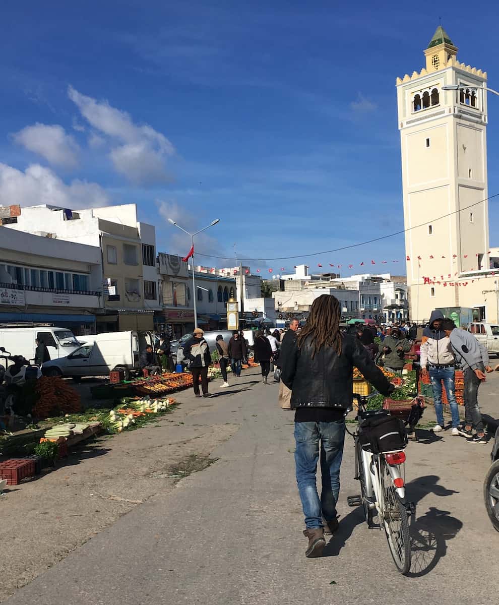 Mike at the vegetable market