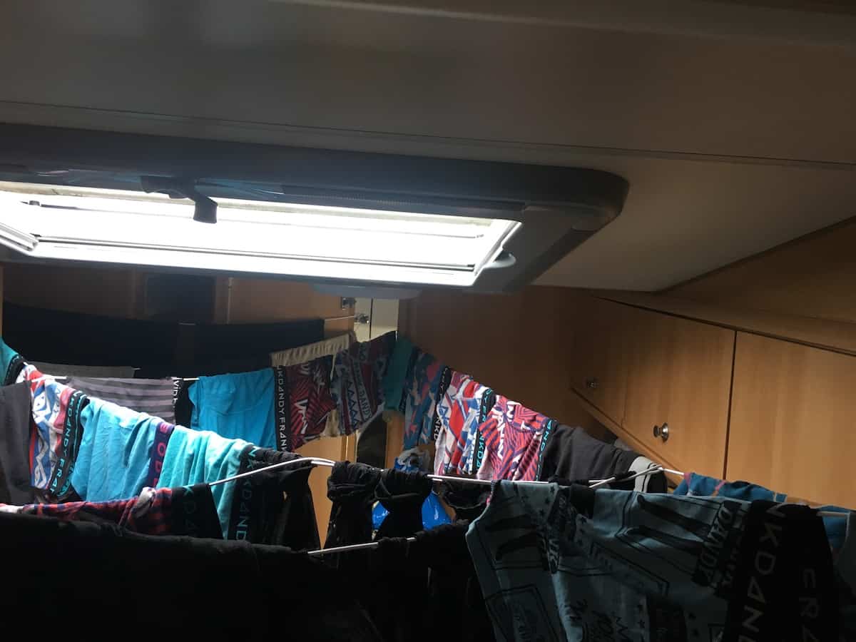 Somehow we managed to put all the clothes up for drying inside