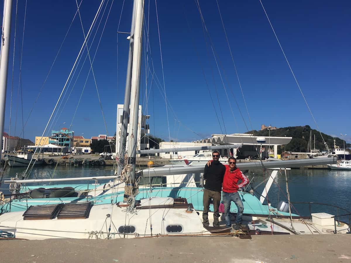 Lucas and Mike at the sailboat