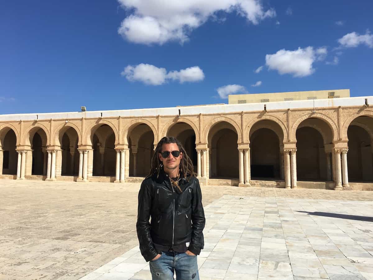 Mike at the courtyard of the Great Mosque of Sidi-Uqba