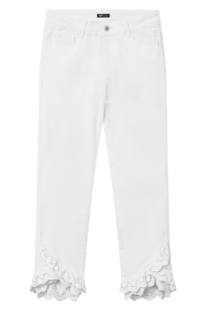 Netta jeans med blonder og stretch Hvid