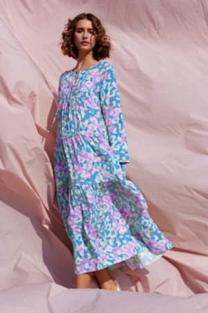 Noella Imogene Long Dress Lightblue/pink