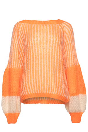 Noella Liana Knit Sweater Orange/white