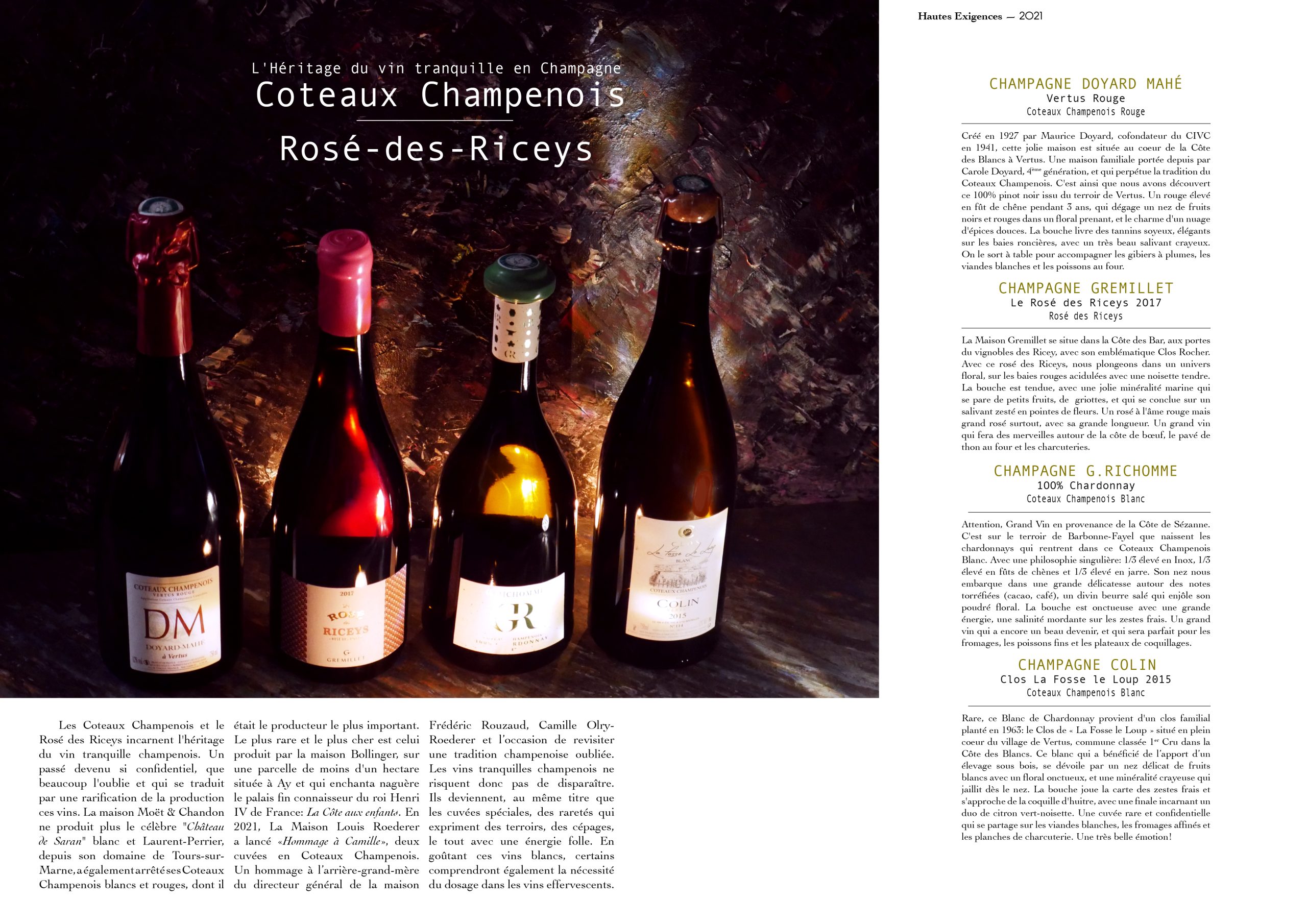 Hautes Exigences Numéro 3 Les champagnes tranquilles : coteaux champenois et rosé des Riceys