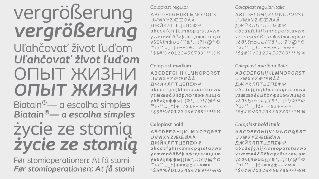 Coloplast typography guide by LOOP Associates