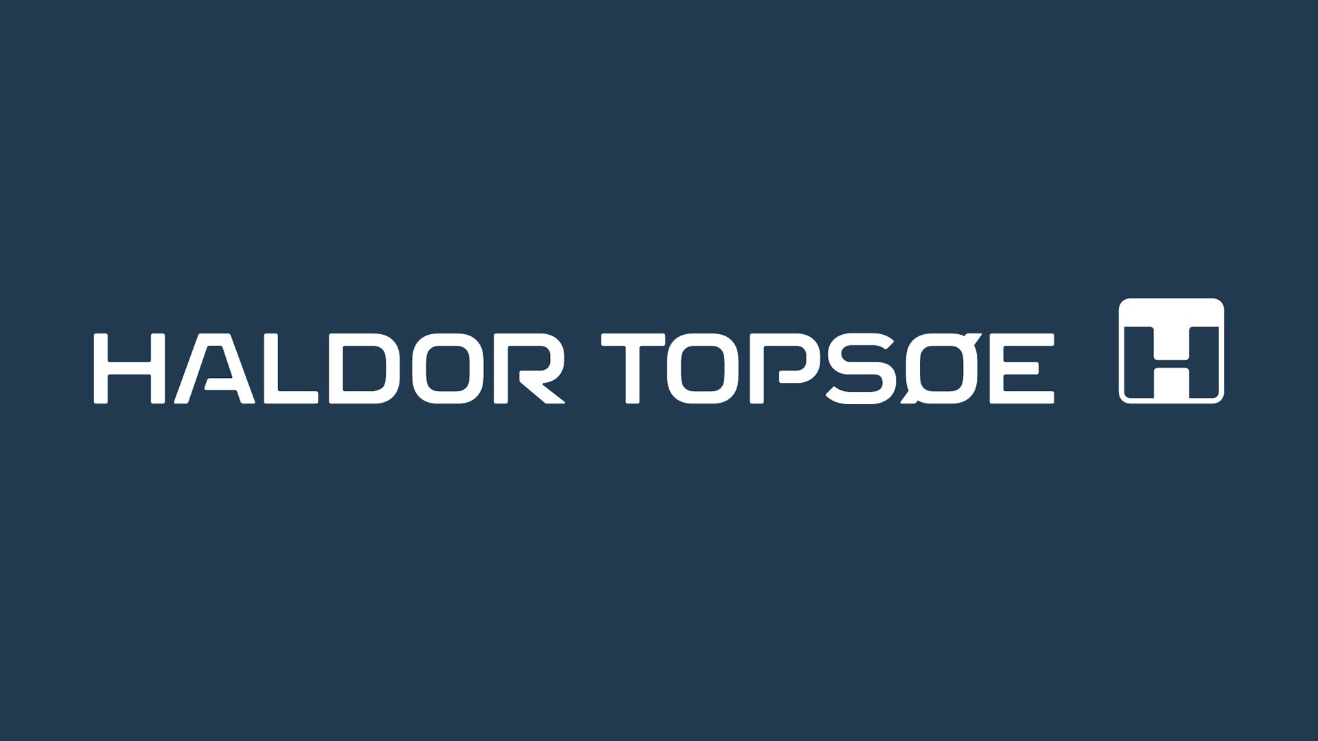 Haldor Topsøe logo on negative color by LOOP Associates