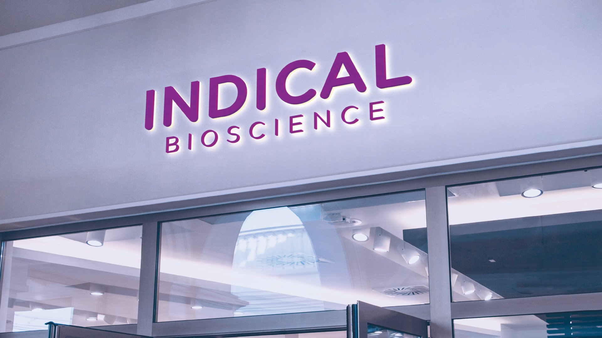 Indical Bioscience logo on facade by LOOP Associates