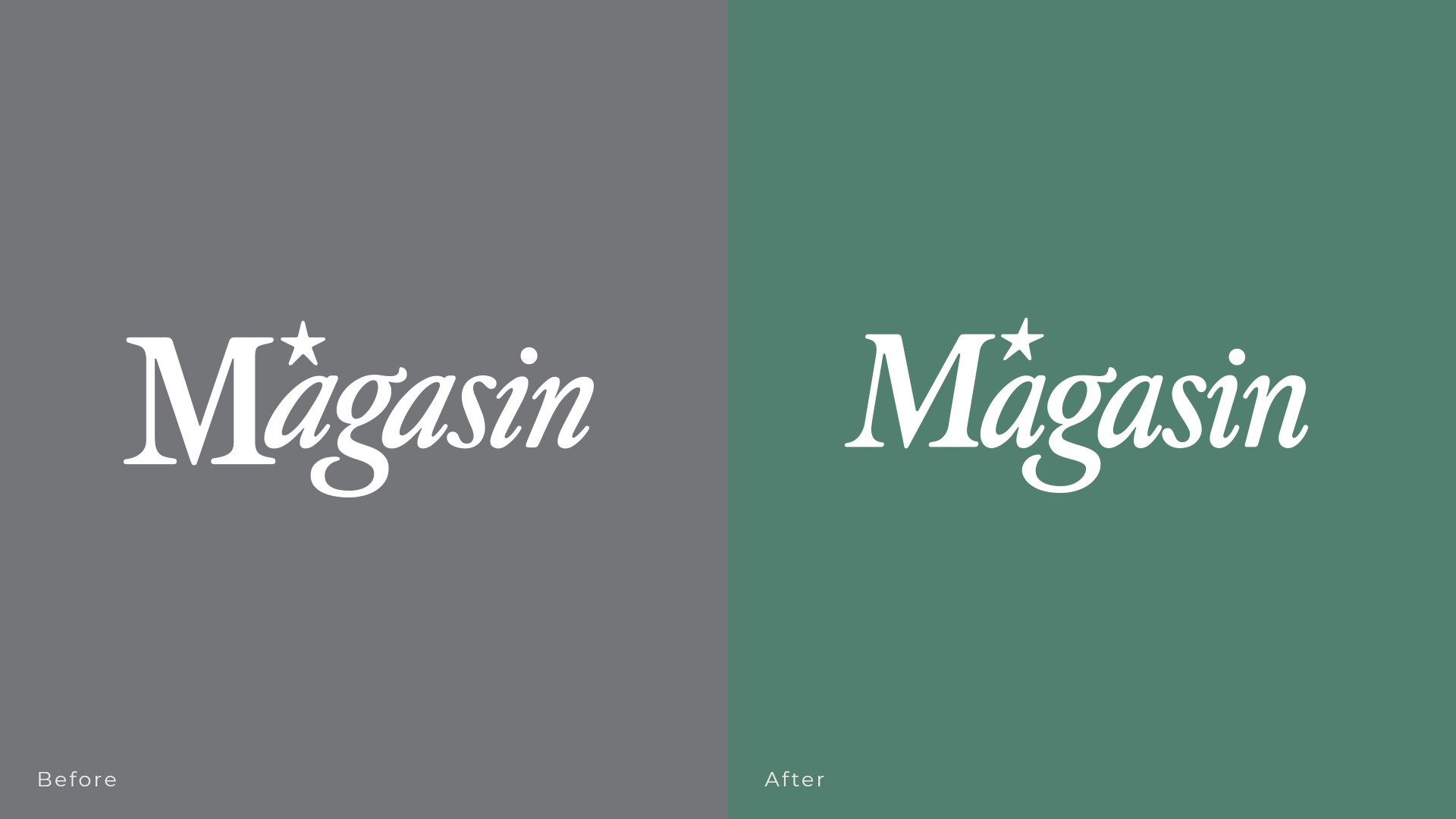 Magasin Logo evolution before and after by LOOP Associates