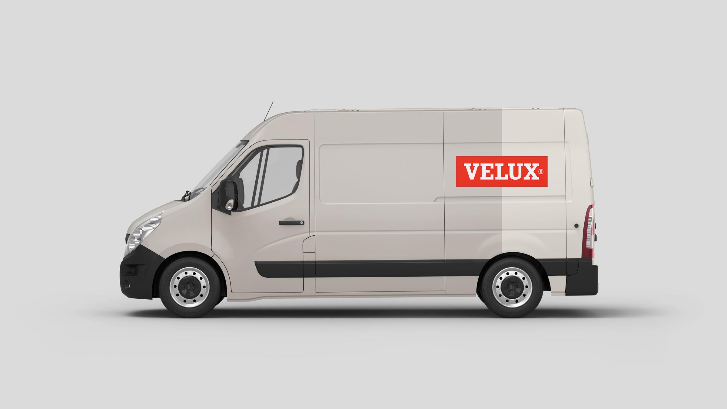 VELUX logo on vehicle mockup by LOOP Associates