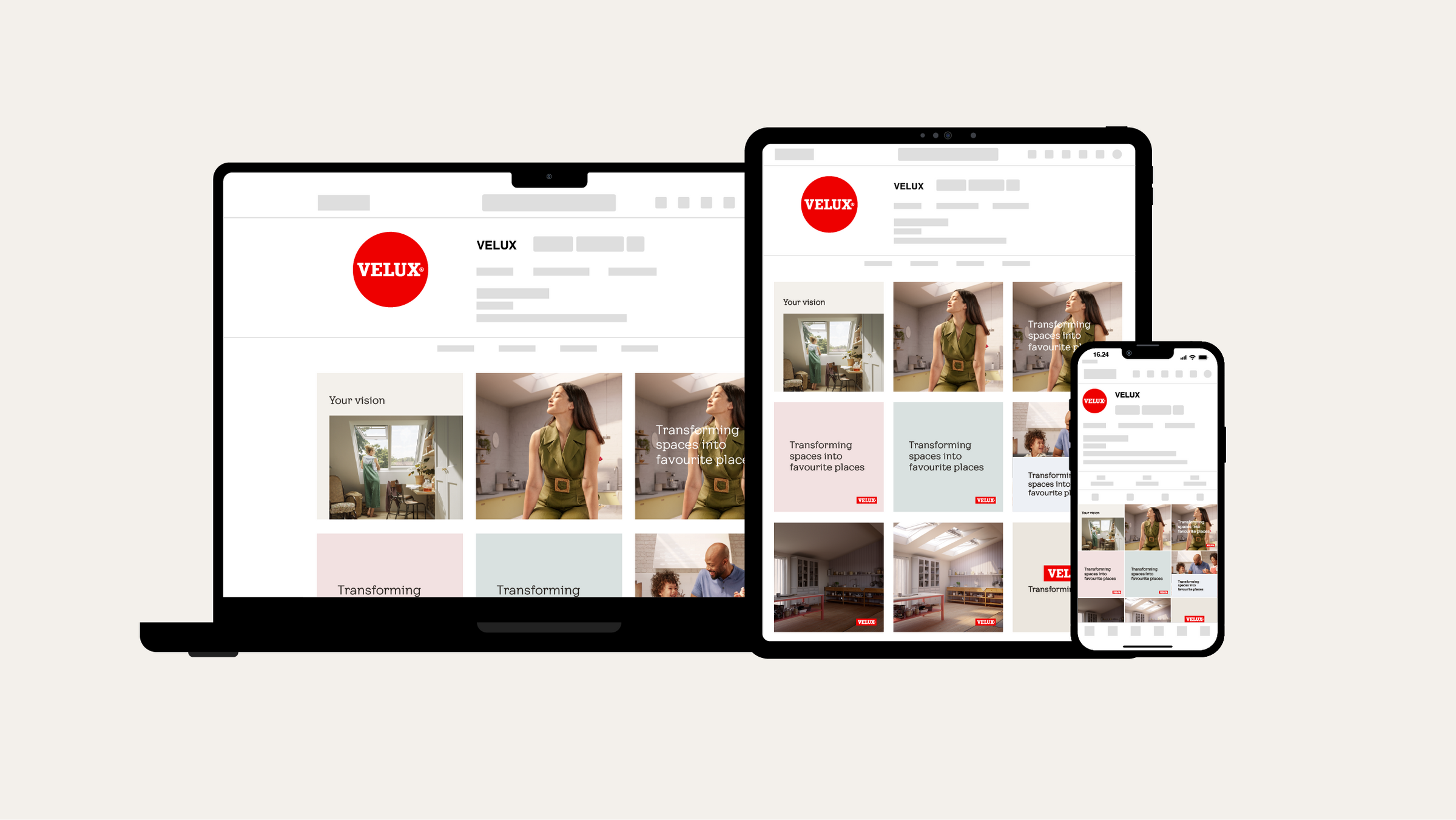 VELUX SoMe mockups on devices by LOOP Associates