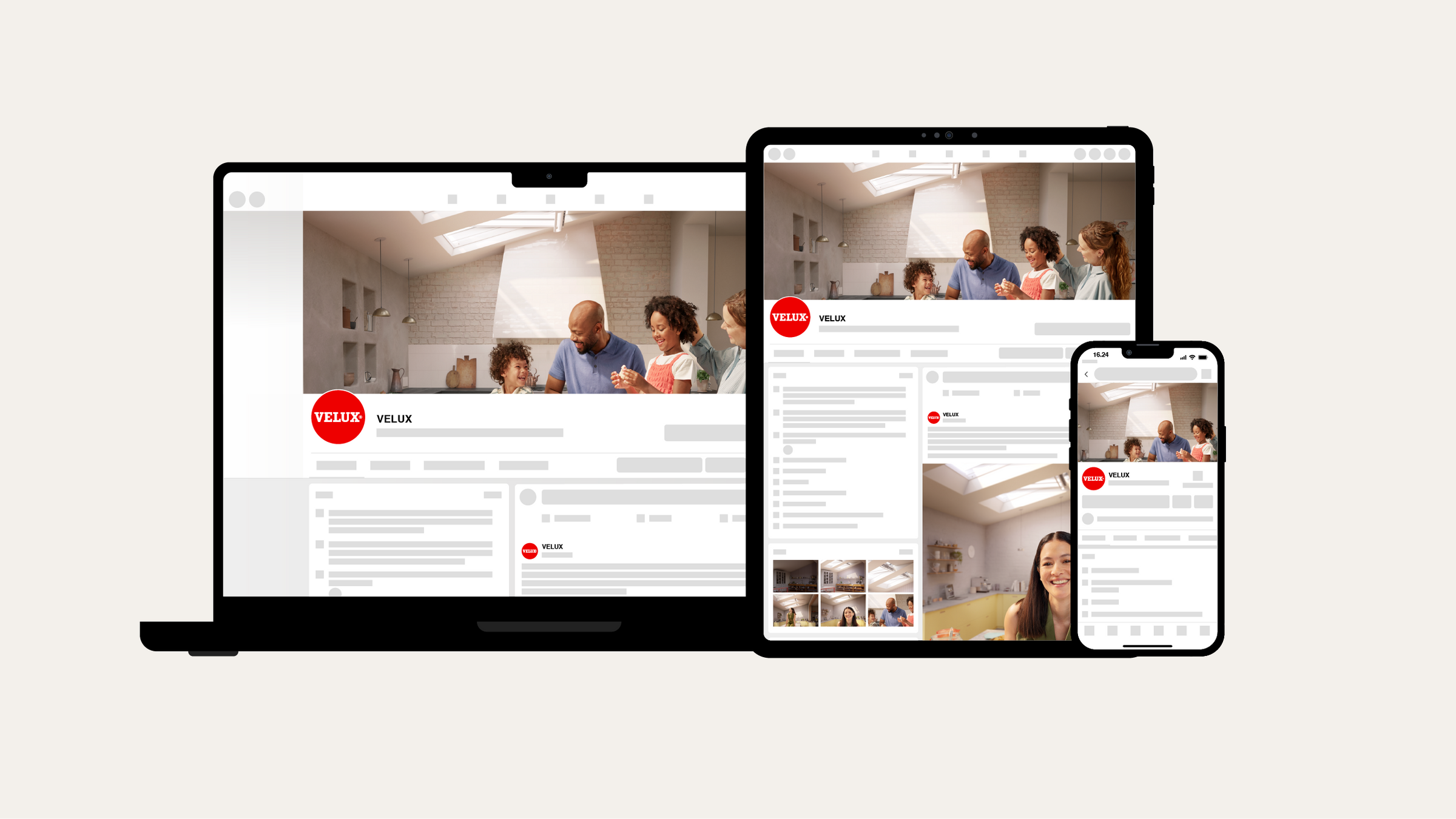 VELUX SoMe mockups on devices by LOOP Associates