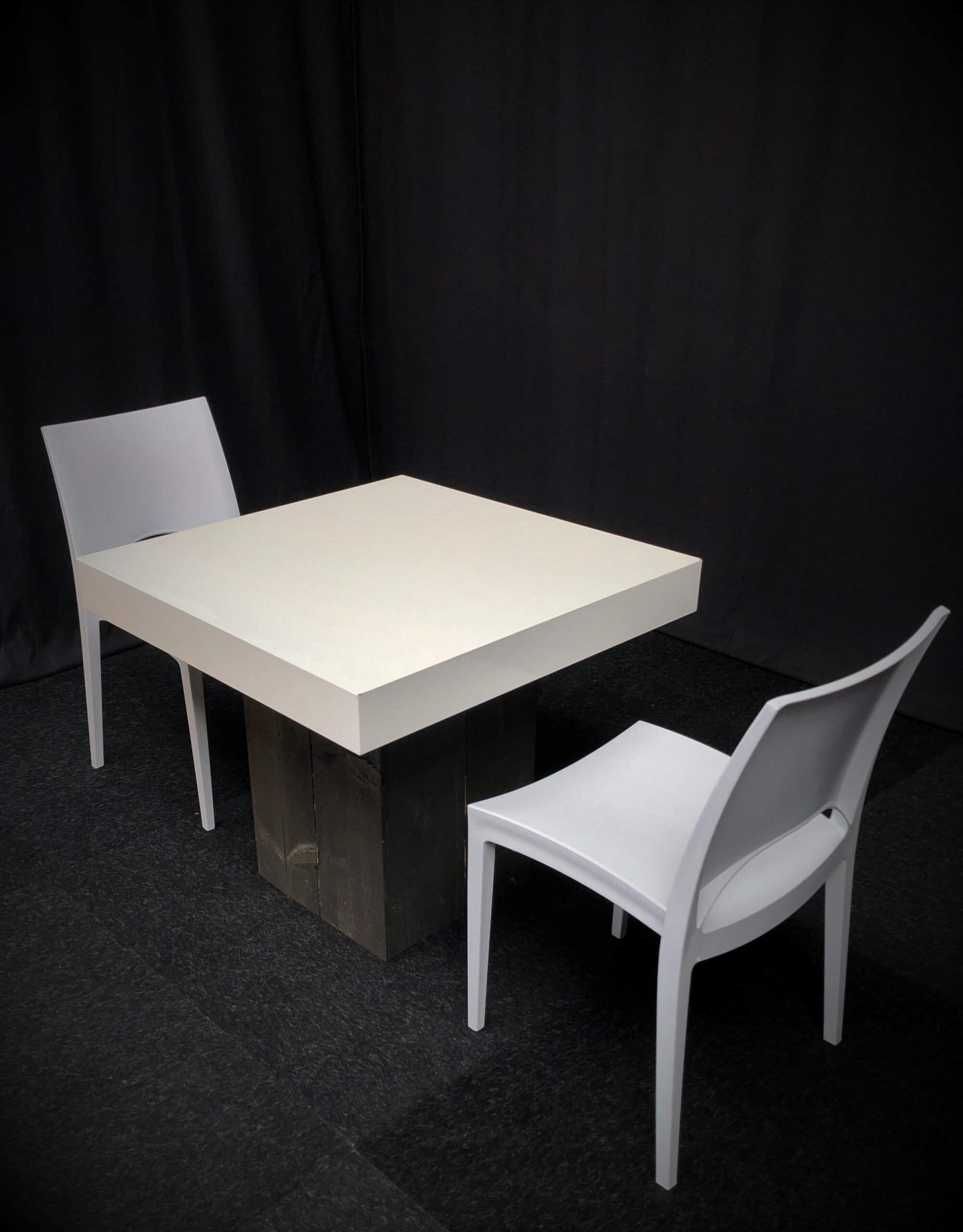 Stoel Zaailing Prime Tafel 80 x 80 x 75 cm BONN, Zuil Zwart Wit Blad LED verlichting Lydison