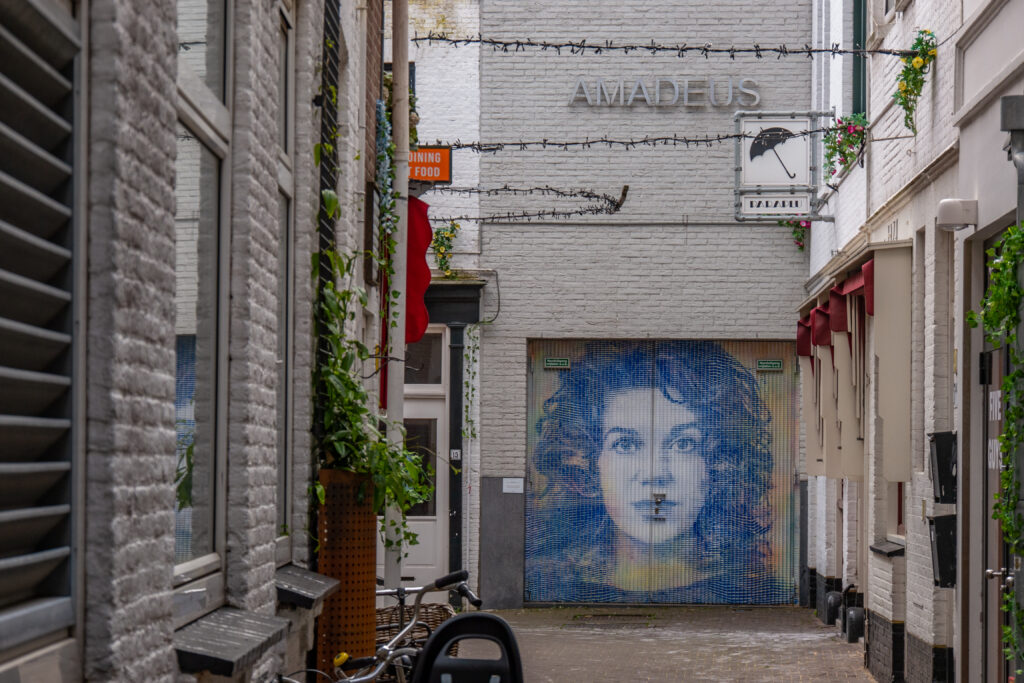 De bagijnestraat is ontleend aan de bewoonster van het vrouwenklooster. Begijnenhoven waren een belangrijke veilige haven voor vfrouwen. Voor vele vrouwen was dit een manier ten tijden van zware onderdrukking om zelfstandig een eigen leven te genieten. Dit is een hedendaagse beschermvrouwe, die waakzaam doch zorgzaam haar straat beschermt.