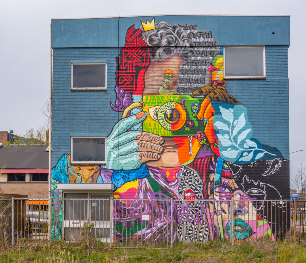 Het werk op deze muur is een zelfportet van Hans Mahler, een voormalig gemeenteambtenaar van de stad Den Haag. Mahler heeft zich bij de gemeente jarenlang ingezet voor verschillende streetart-projecten. De dertien verschillende kunstenaars van deze mural maakten dit zelfportret van Mahler als bedankje.