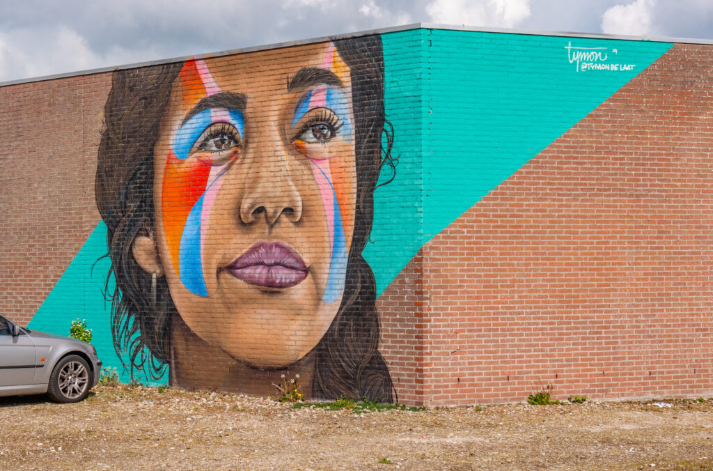 Dit kleurrijke portret staat in Heesch en is van een Mexicaanse jongedame en is gebaseerd op een foto genomen in Merida in Mexico