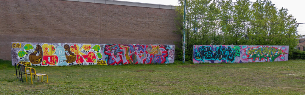 De legale graffitimuur bij jongerencentrum 't Honk