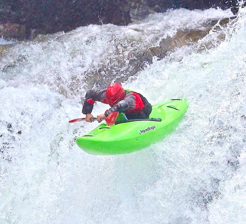 Kayaking on Ula River - First drop of triple drop