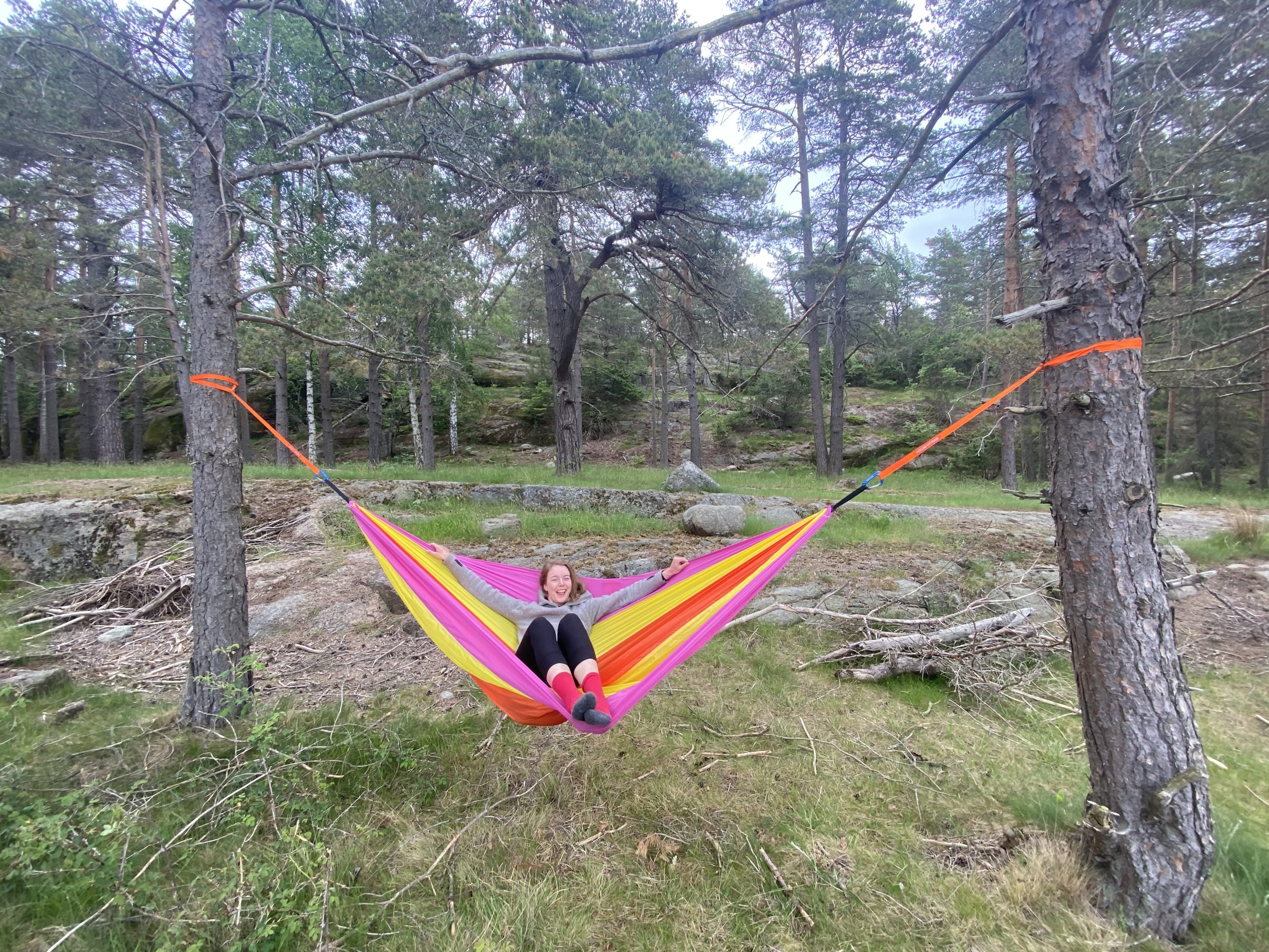 camping with hammock