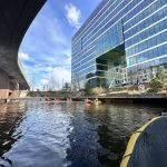 Packrafting in Bjørvika in Oslo