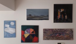 Collage of paintings by Toon Verhoef, Rob van Koningsbruggen, Carla Klein, Marc Mulders and Berend Strik