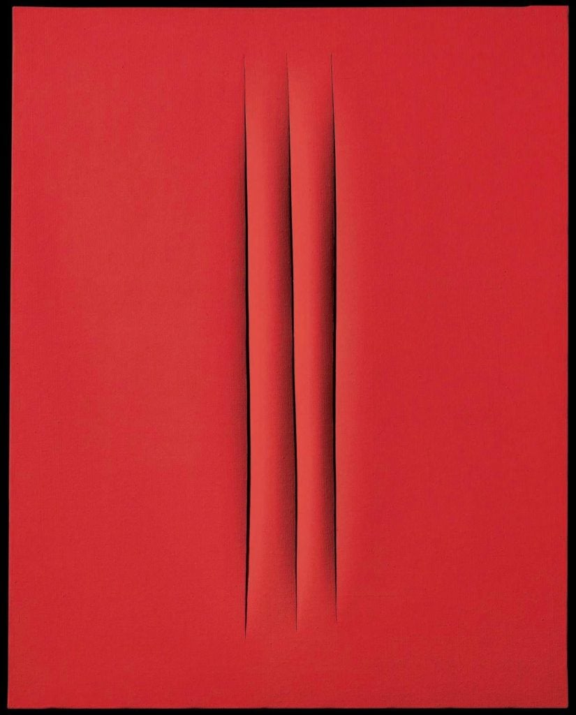 Slashed canvas by Lucio Fontana