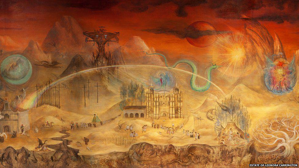 Surrealism art. El Mundo Magio de los Mayas (1963) by Leonora Carrington.
