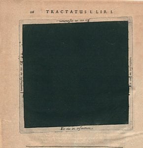 Robert Fludd, Detail of the black page from Utriusque cosmi maioris scilicet et minoris metaphysica, physica atque technica historia, published by Oppenheim (1617). Blackest black