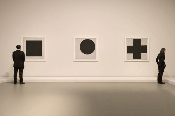 Kazimir Malevich's Black Square, Black Circle and Black Cross triptych, c. 1923.