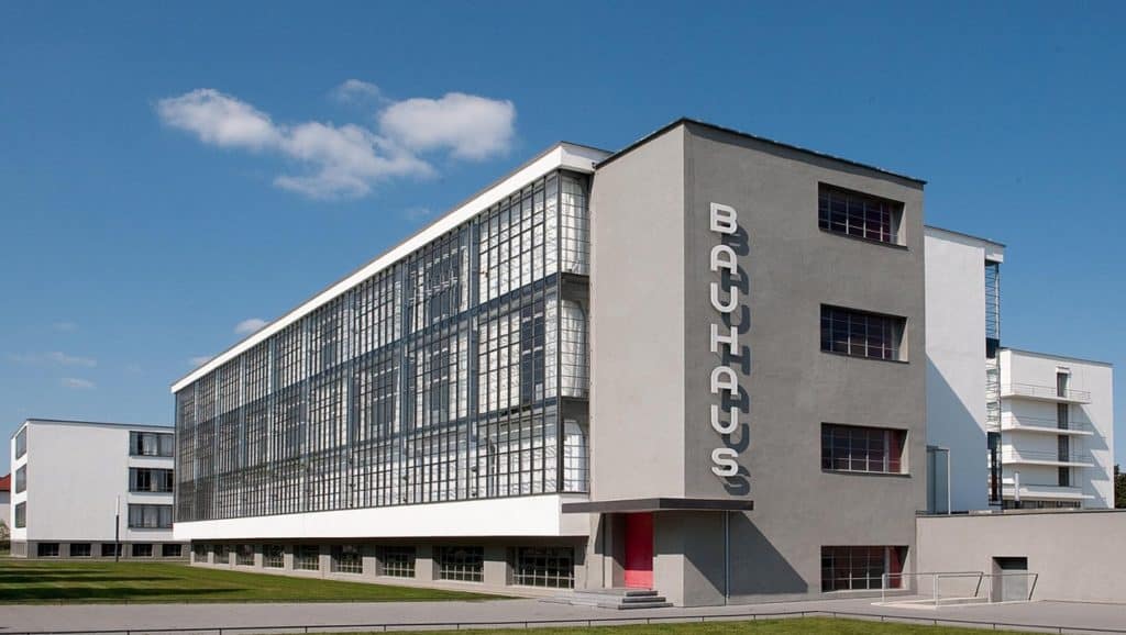 Outside of the Bauhaus Dessau school designed by Walter Gropius.

