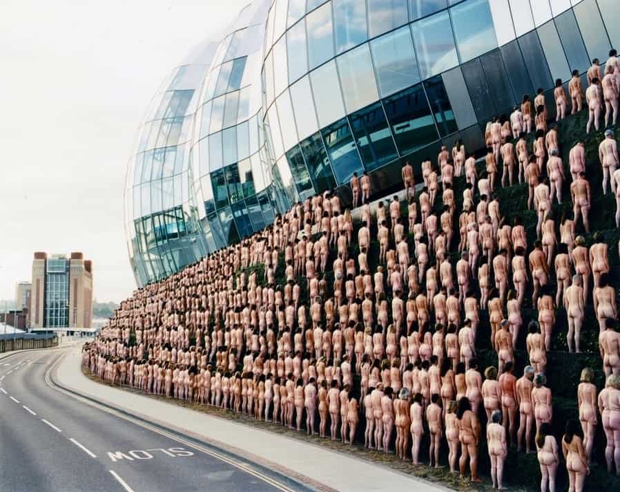 Mass nude photoshoot by Spencer Tunick outside the BALTIC centre for contemporary art, U.K.