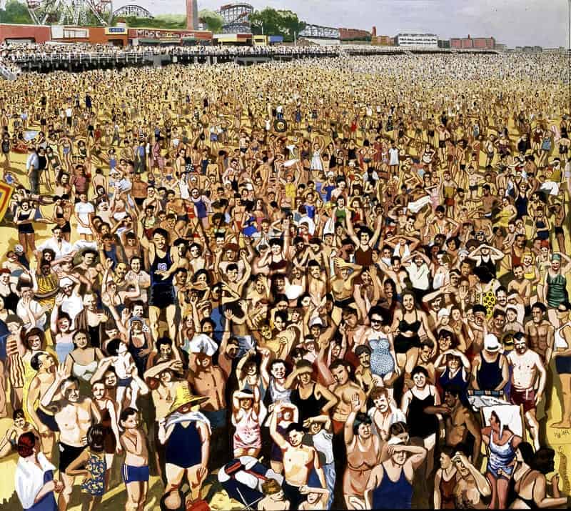 Red Groom's Weegee 1940, depicting  the crowd in Coney Island.