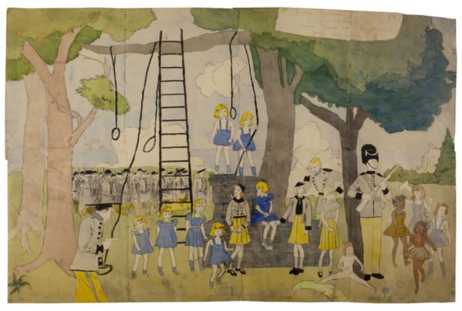 Watercolour and pencil on paper by Henry Darger