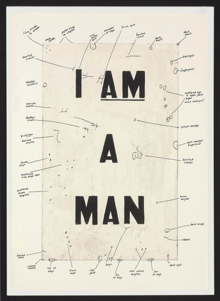 Glenn Ligon, Condition Report (detail, right panel of diptych), 2000