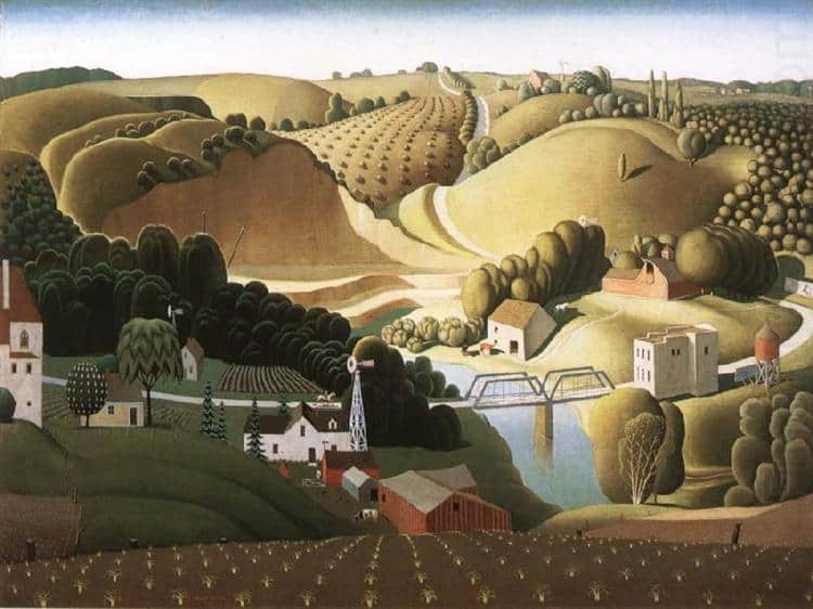 Grant Wood, Stone city, Iowa, 1930. American Gothic