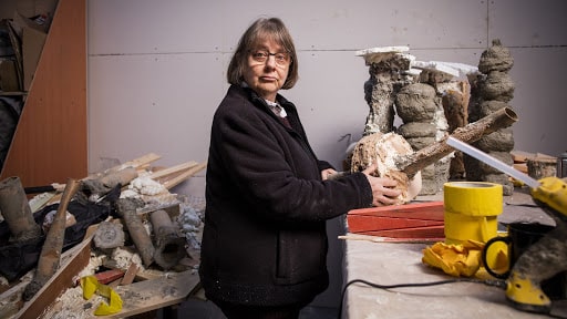 Phyllida Barlow in her studio