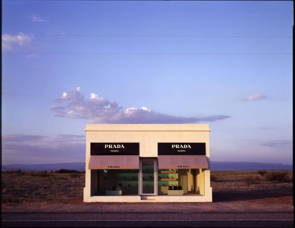 Elmgreen & Dragset, Prada Marfa, 2005. Image by James Evans, remote art installations.