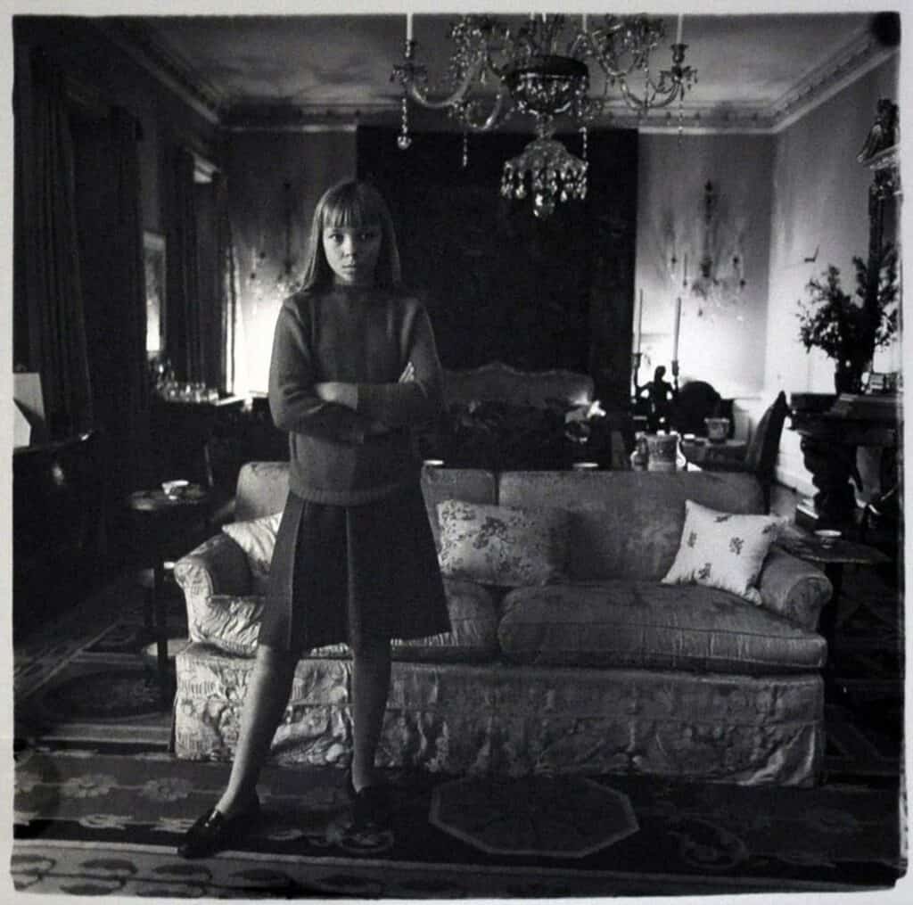 Diane Arbus, Penelope Tree in her living room, New York, 1962. Available for purchase on Artland.