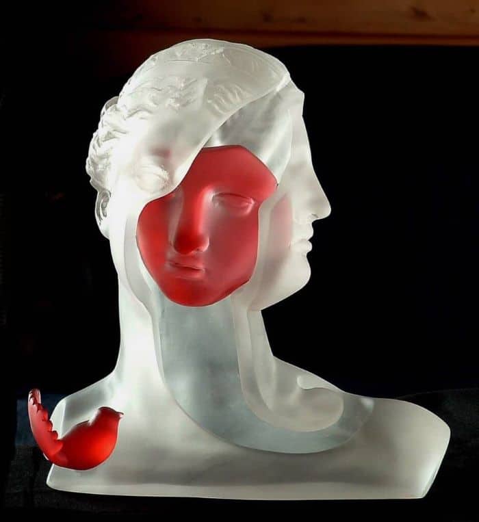 Example of glass art: a kiln cast glass sculpture by NZ artist Sue Hawker