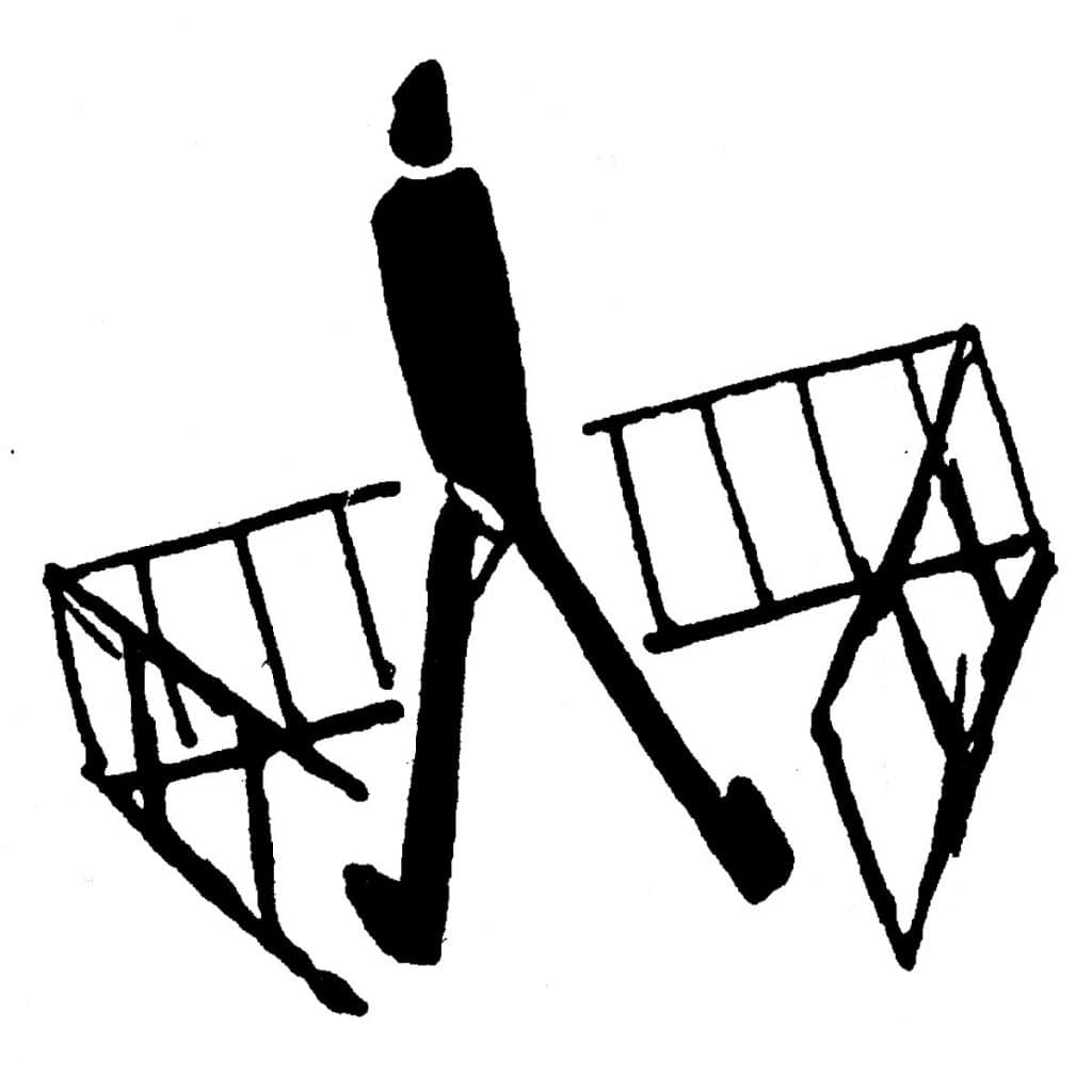 Mann zwischen Gittern, one of the drawings by Franz Kafka 