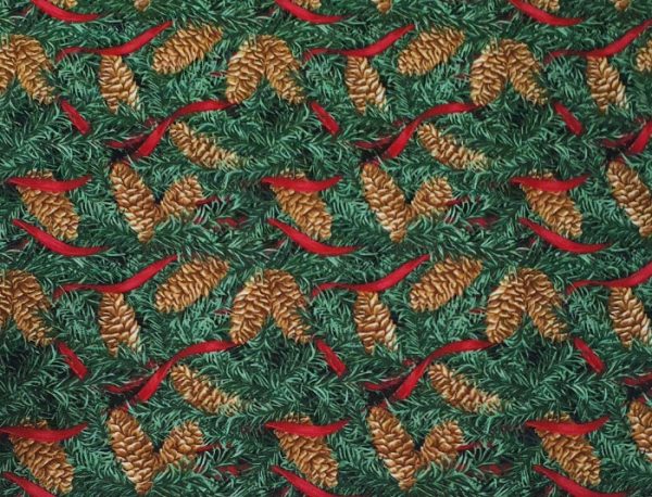 Telas Magomar Patchwork Navidad - motivo piñas en el pino verde - Studio Fabrics 100% Algodón Ref.MP3821