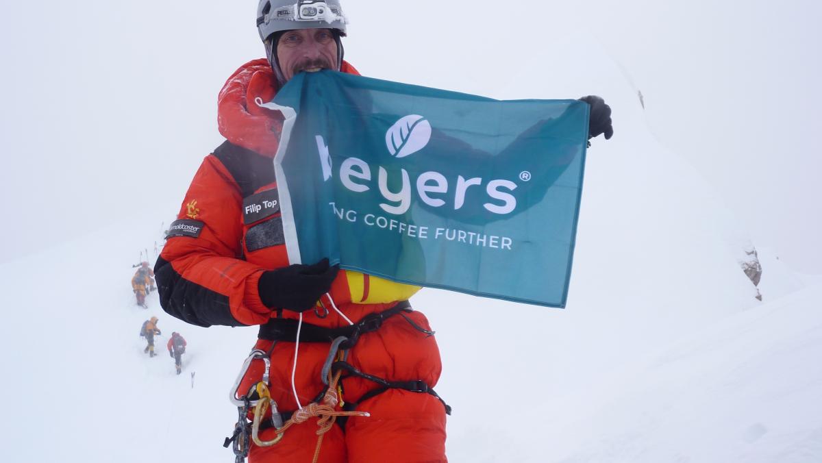 The Beyers flag just below the summit