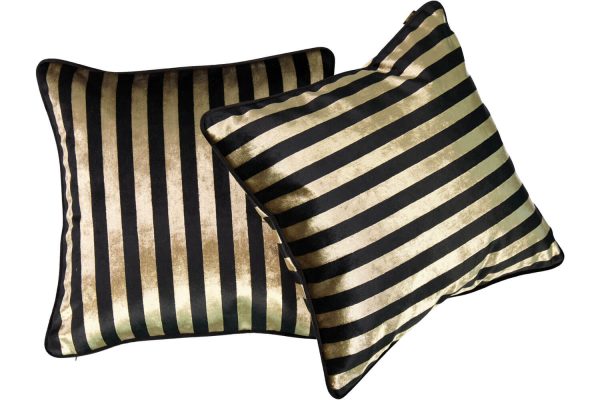 Velourpude 45x45 Ouro Preto Stripes saet