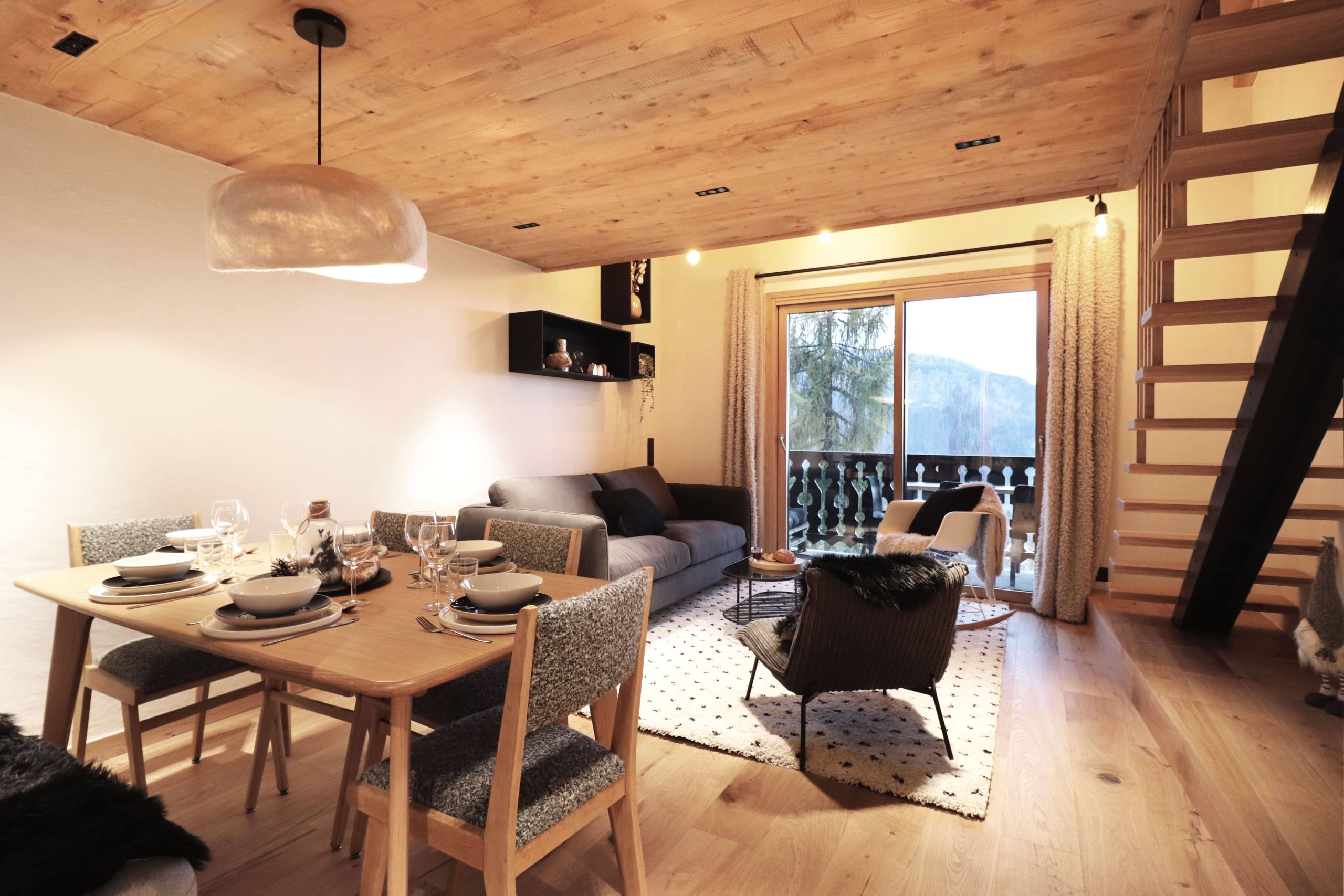 projet galta salon séjour salle à manger bois moderne montagne