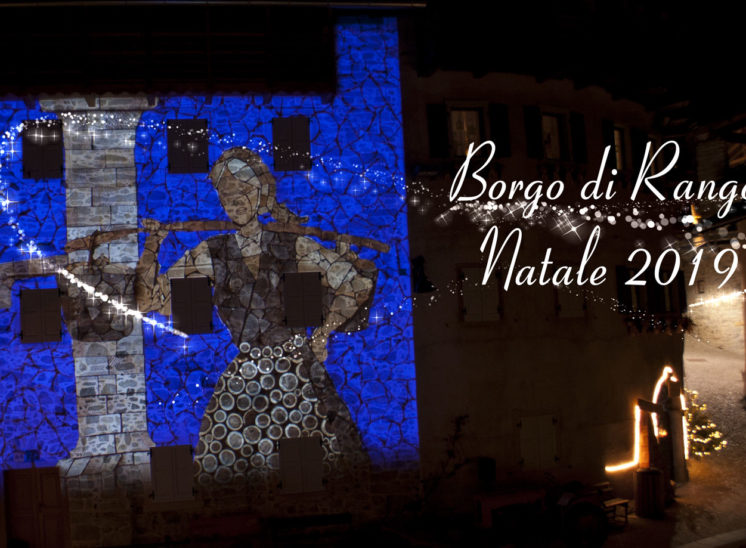 A still frame from the Christmas market projection mapping in Rango, Italy