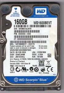 Western Digital WD1600BEVT 160gb Sata 2.5" HDD