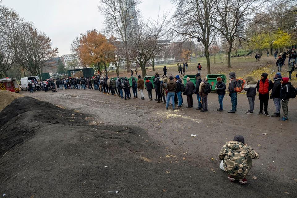 Care 4 Calais - the queue for distribution