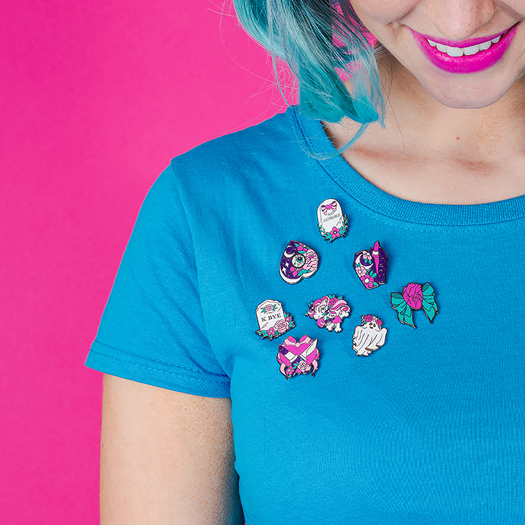 Colourful product photography for Punky Pins by Marianne Taylor.