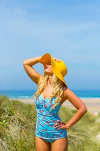 Colourful beach lifestyle photography in Cornwall by Marianne Taylor for For Luna Swimwear.