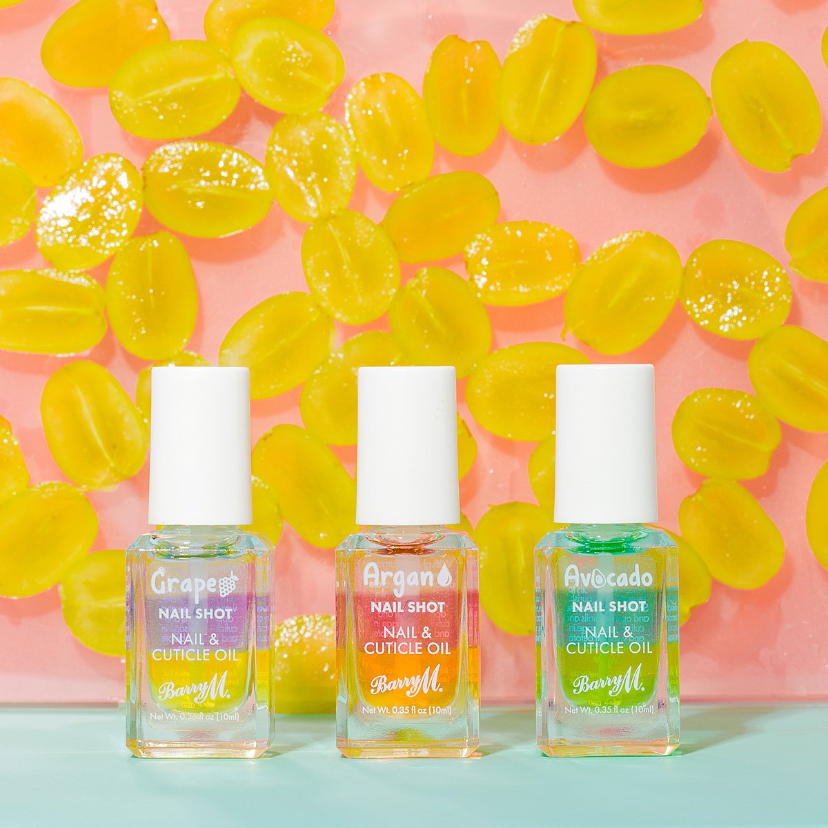 Colourful content creation for Barry M cosmetics. Styled stills product photography by Marianne Taylor.