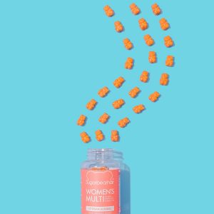 Colourful content creation for SugarBearHair vitamins. Styled product photography by Marianne Taylor.